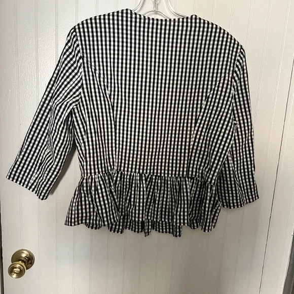 Rinascimento Black and White Striped Peplum Blouse - Picture 3 of 4